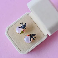 Francia Les Nereides Asimétrica Golondrinas Joya Pendiente Del Perno Prisionero Para Las Mujeres Del Partido de la Manera Joyería de La Marca