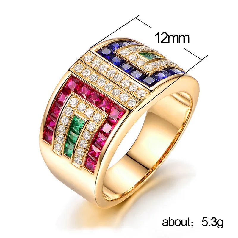 Trendy Luxury Colorful Crystal Rings Shining AAA Cubic Zirconia Ring For Women Man 585 Rose Gold Color bague femme Anel Hot B742 (24)