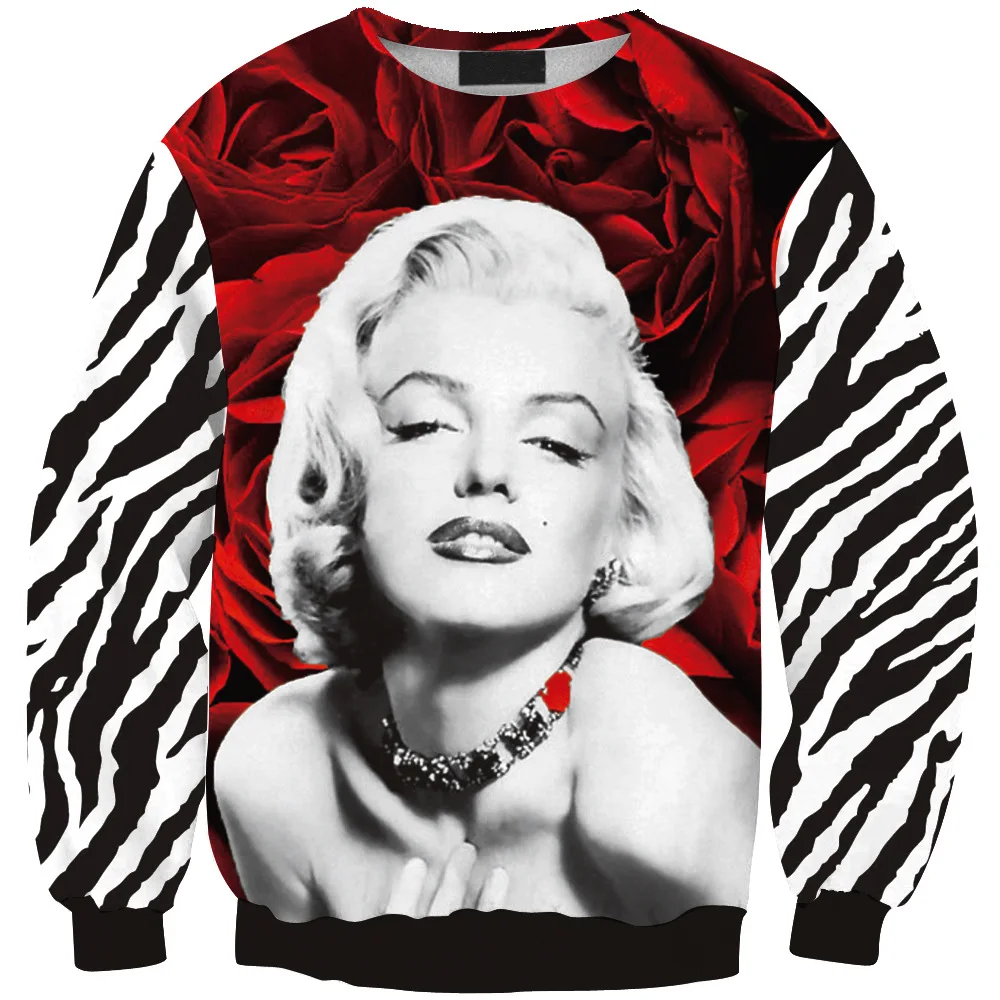 Women Hoodies Sexy Marilyn Monroe Print Hoodies Women Hoodie Pullover Loose Sweatshirt Sudaderas Mujer Moletom