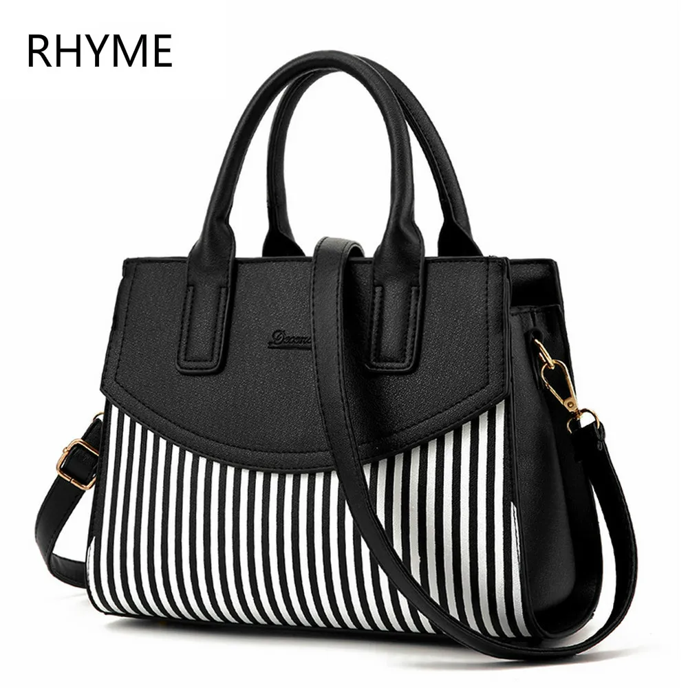 Rhyme New American LUXURY Style Women Shoulder Bag Brand Designer stripe handbags Skin Crossbody bag