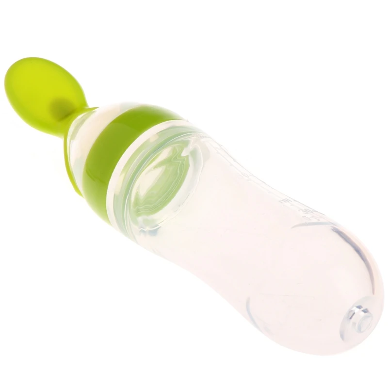 Baby Cereal Bottle Infant Baby Kids Silicone Feeding With Spoon