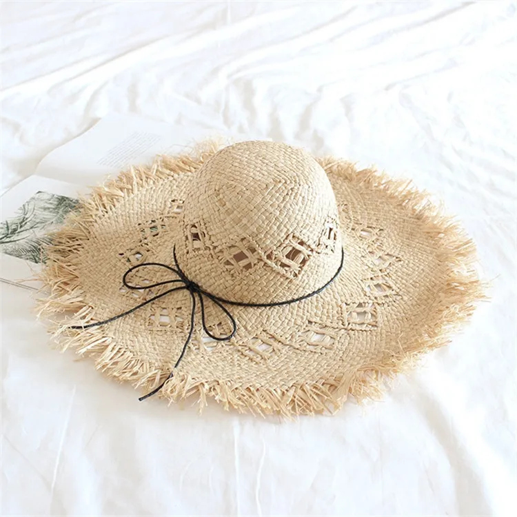 Super Lafite соломенная шляпа с широкими полями, женская летняя кепка, открытая ручная пляжная кепка с козырьком, Пляжная Солнцезащитная шляпа для отдыха на открытом воздухе