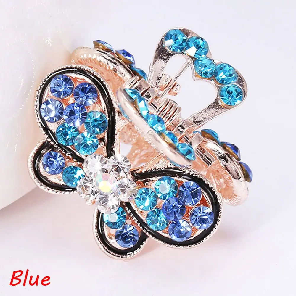 1 Pc Butterfly Crystal Hair Claws Clips Pins For Women Girls Vintage Headwear Rhinestone Hairpins Barrette Jewelry Accessories - Цвет: blue
