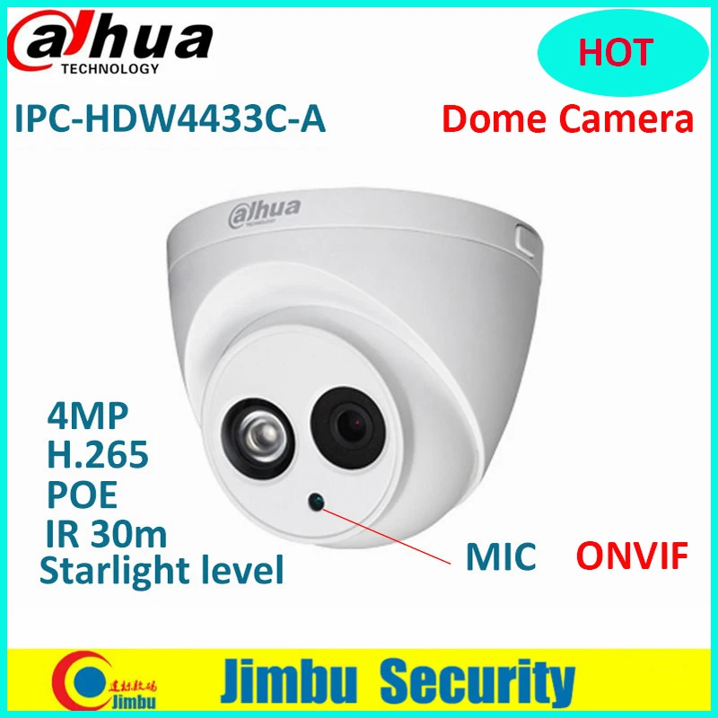 

Starlight Dahua IP Camera 4MP IPC-HDW4433C-A WDR 3DNR POE Built in Micro IP67 IR30m Network IP Camera Replace IPC-HDW4431C-A