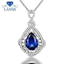 Роскошные ювелирные изделия грушевидная огранка натуральный бриллиант танзанит драгоценный камень кулон в 14К Белое золото ювелирные изделия для женщин подарок WP073