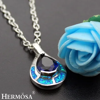 

Hermosa Jewelry Fine Unique Fashion Opal Silver Color Women Necklaces Pendants BK026