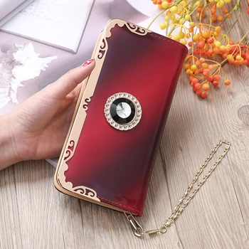 

Candy-colored Bright Leather Wallet Long high-quality Designer Ladies Wallet Luxury Wallet With Diamond Wallet Translucent