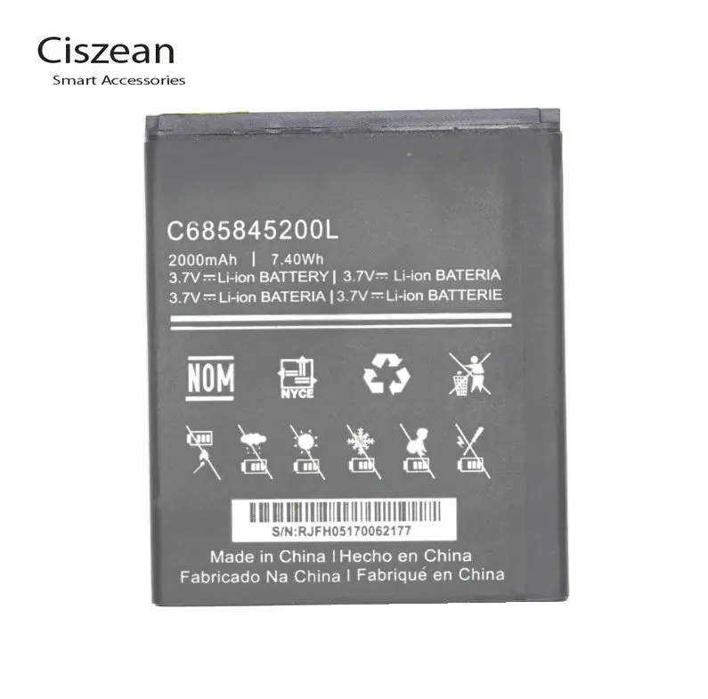 

Ciszean 1x 3.7V 2000mAh Replacement C685845200L Li-ion Battery For BLU Studio C HD S090Q S090 Batteries