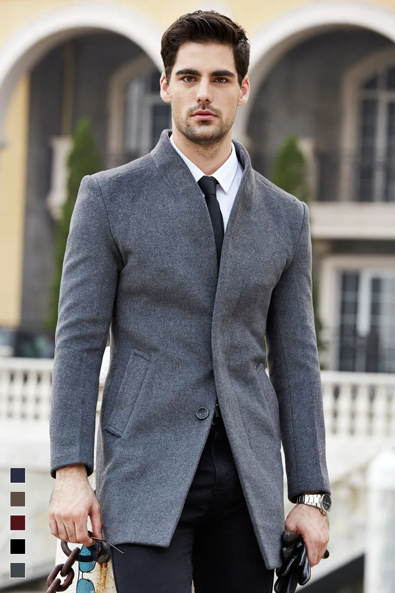 Shanghai Story long coat mens trench coat wool coat