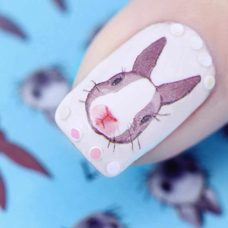 BORN PRETTY Rabbit наклейка для ногтей с водой милый кролик переводная наклейка 12,8*5,5 см DIY маникюр украшения для ногтей