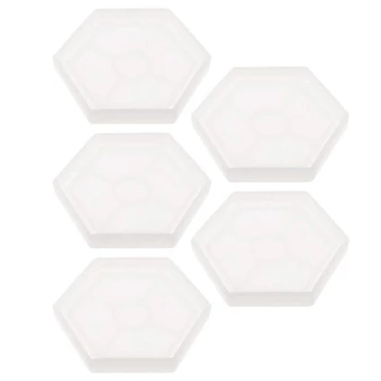 

5 Pack Clear Silicone Resin Mold Hexagon Mould For Diy Jewelry Coaster Decorative Crafts Making Supplies For Home Party Decor
