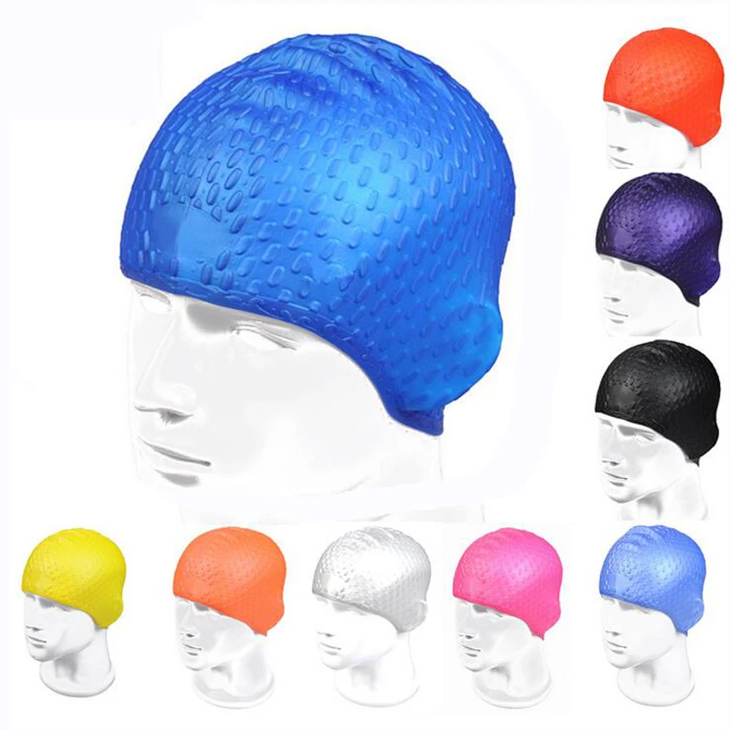 

Flexible Silicone Waterproof Long Hair Ears Protection Swim Pool Water Sports Waterdrop Swimming Cap Hat for Men Women Adults