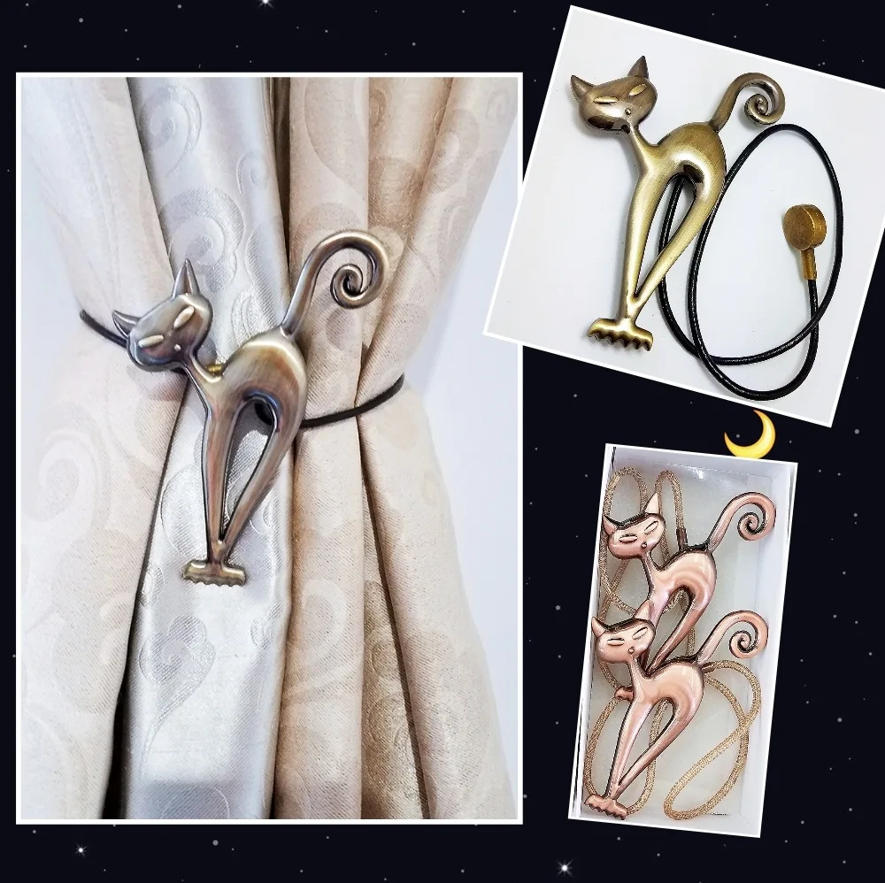 

Cartoon Cat Curtain Strap Accessories Home Decoration Retro Magnetic Curtains Tieback Buckle Holder Curtains Buckle Clips 35