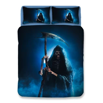 

Personalized Skull Grim Reaper Bedding Twin Full Queen Super King Single Double Size Duvet Cover Halloween Gothic Home Decor