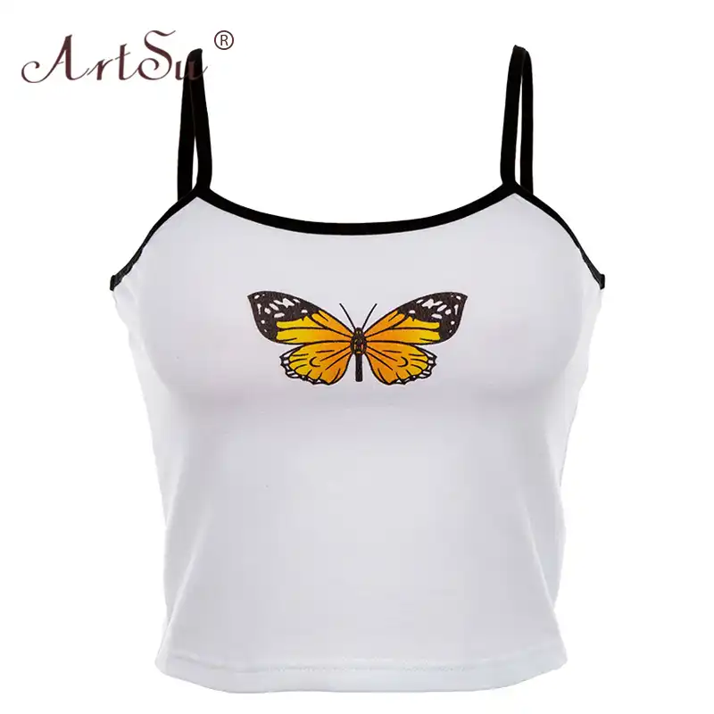 Butterfly tank top white Clearance