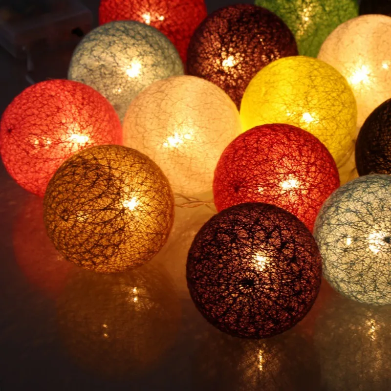 LED Garland Lights Cotton Ball Decoration Pendant Light String Warm