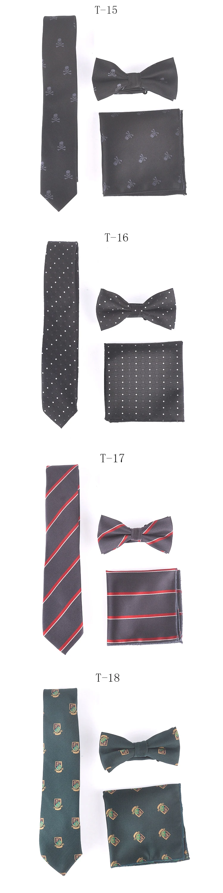 Популярные тонкий моды 5 см Для мужчин шеи Цветочный галстуки устанавливает полиэстер и полосатый лук галстук и Новинка Череп платок