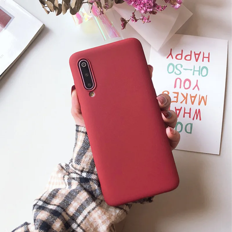 Матовый однотонный фиолетовый чехол для телефона Xiaomi Redmi Note Mi 4A 4X5 5A 6 6A 7 8 8SE 9 9SE Lite Pro из мягкого ТПУ - Цвет: Red