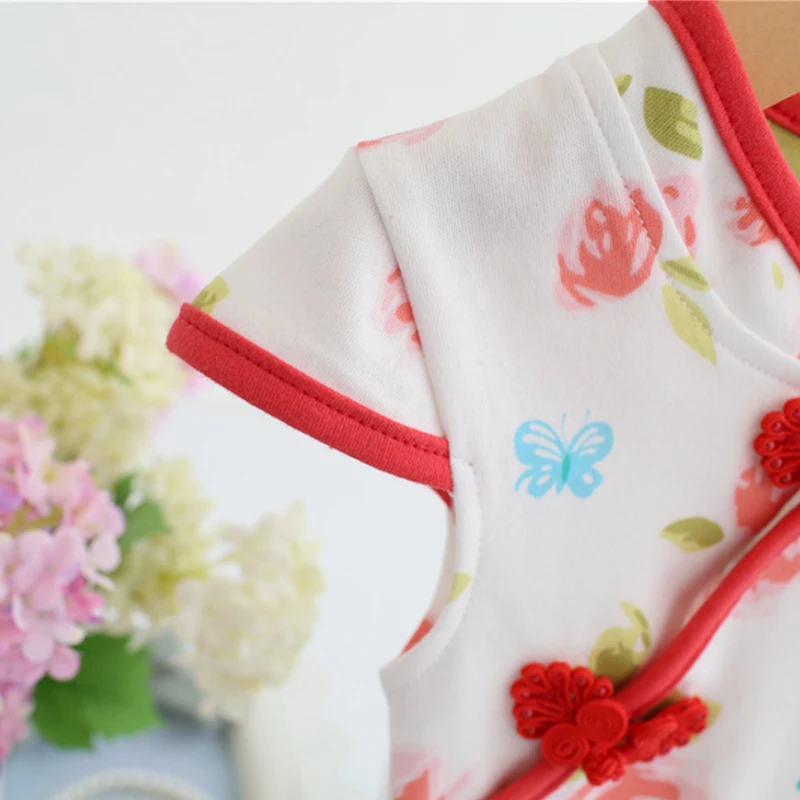 Chino Cheongsam verano mamelucos de bebé de algodón ropa de bebé niña, ropa de bebé recién nacido ropa Bebe infantil monos para fiesta