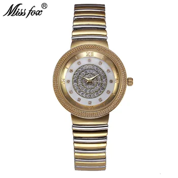 

Miss Fox Women Gold Watch Fashion Brand Rhinestone Japan Movement Small Metal Watch Bracelets Carnaval Imported-China Kol Saati