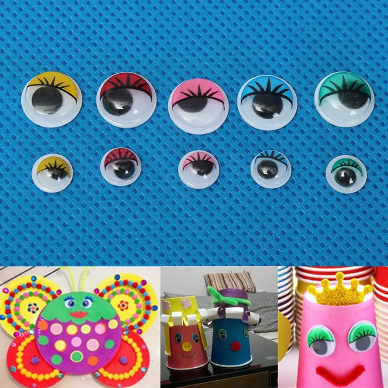 

100pcs 8mm/12mm Eyelashes Wiggly Wobbly Googly Eyes For DIY Craft Decoration Doll Toys Colorful Movable Eye Dolls Accessories