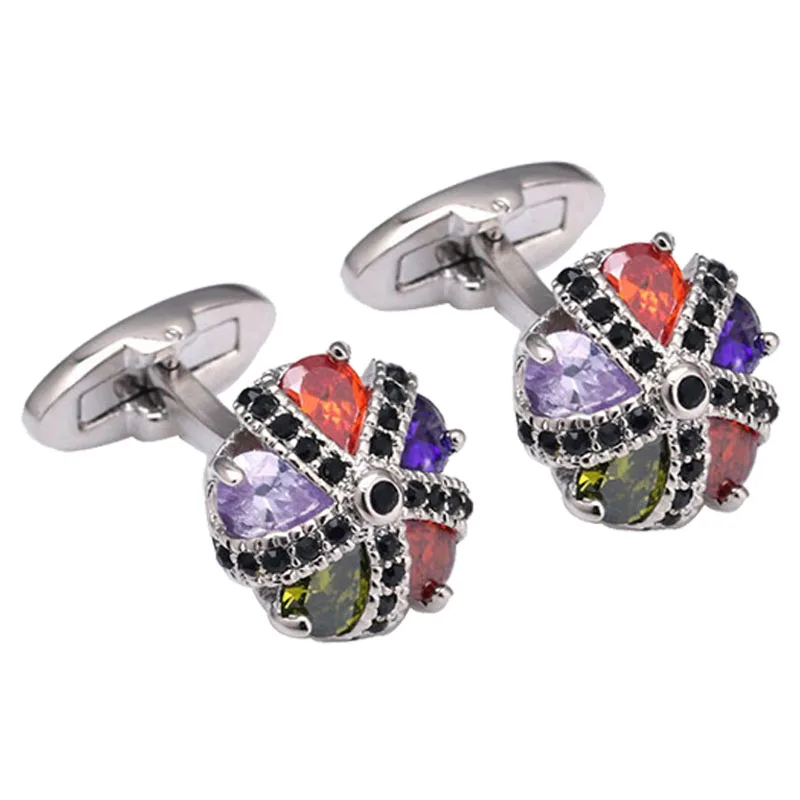 

2017 Luxury colorful crystal cufflinks Cuff Buttons Gift Cuff links High Quality abotoaduras Gemelos Para Camisas 381