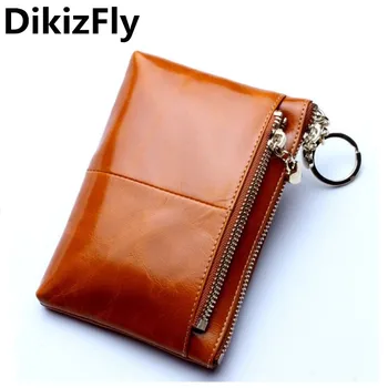 

DikizFly Women Genuine Leather Short Wallet womens wallets and purses Zipper Design With Coin Purse Pockets Mini Wallet 2019