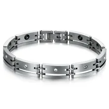 Casual Magnet Stone Chain & Link Bracelets For Man Fashion Stainless Steel Health Care Energy Balance Men Jewelry GS3400