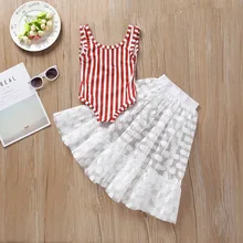 Милая детская одежда для маленьких девочек полосатый купальник купальный костюм+ юбки, 2 предмета, купальный костюм, пляжная одежда, бикини для девочек