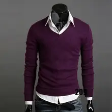 Свитер мужской рождественский джемпер Повседневный вязаный пуловер с v-образным вырезом свитера Pull Homme