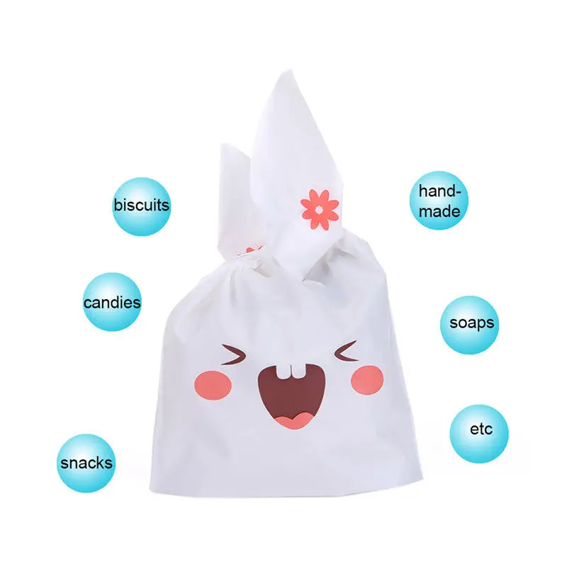 50Pcs/set Rabbit Cookie Biscuit Biscuits Cookies Packaging Kitchen Bakery Plastic Wedding Candy Gift
