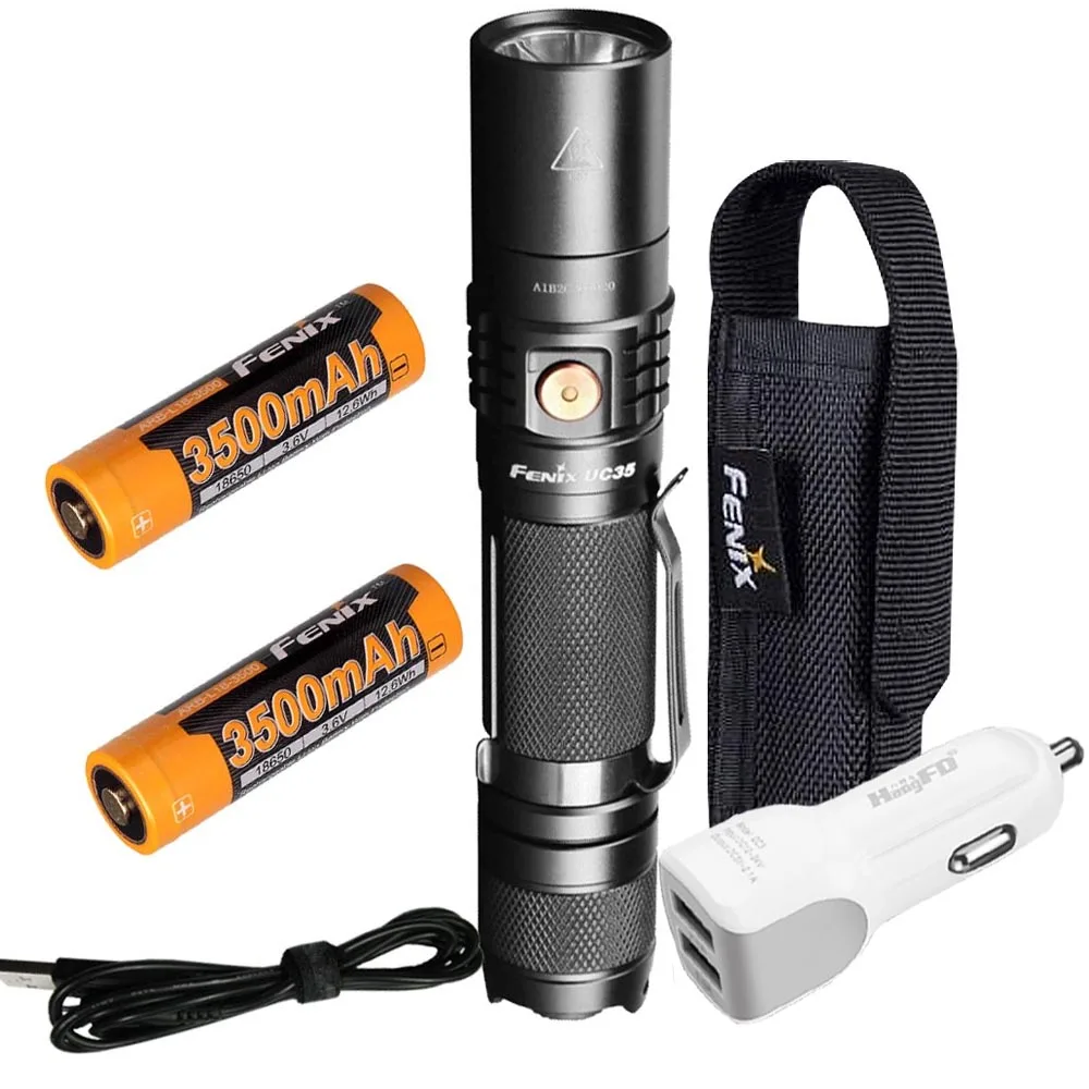 

Fenix UC35 V2.0 2018 Upgrade 1000 Lumen Rechargeable Tactical Flashlight + 2 x 3500mAh Battery,Holster, USB Charging Cable
