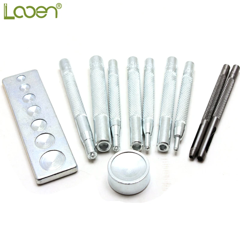 

Looen 11pcs/set Snap Rivet Fastener Buttons Installation Tool Kit for Leather Craft Hand Punch Tool Set DIY Material Accessories
