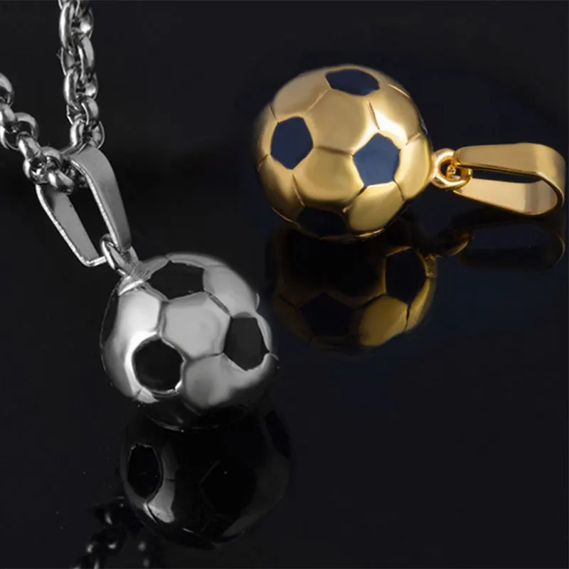 Sporty Necklace Men Football Pendant with Chain Stainless Steel Soccer