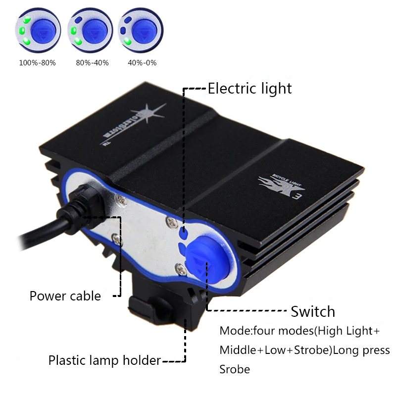 Excellent SolarStorm 1800Lm 3 LED lamp beads 12000mAh Battery Bicycle Light Headlight Cycling Bike Front Light With AC Charger+Headband 2