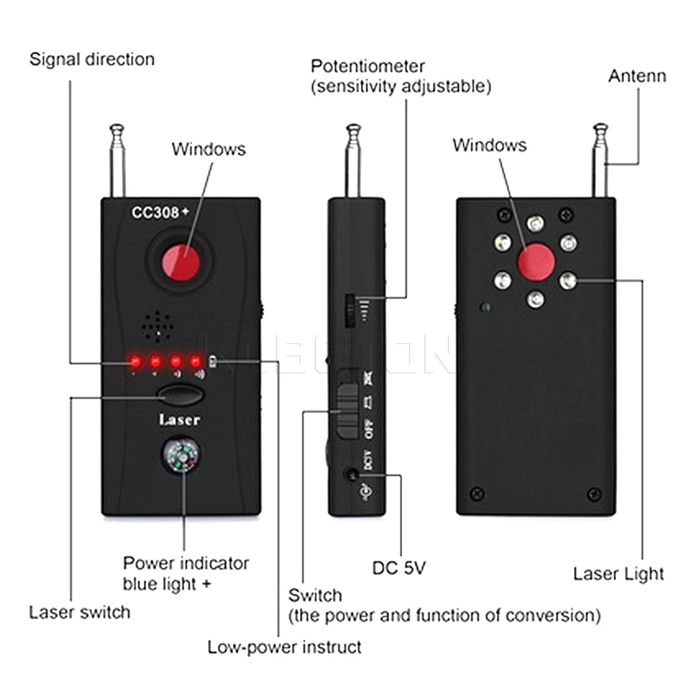 Kebidumei CC308 мини беспроводная камера скрытый сигнал GSM устройство искатель Анти-шпион обнаруживает ошибки RF детектор сигнала