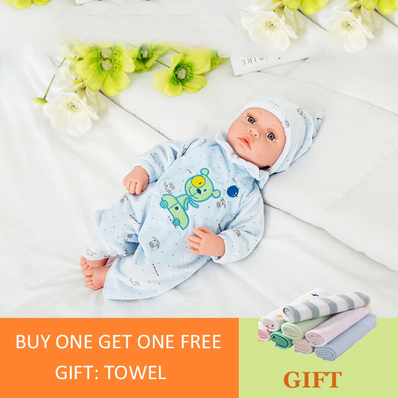 

19 Inch Reborn Baby Doll Silicone Limbs Cotton Body Soft Rubber Simulation Handmade Reborn Toddler Toys For Children