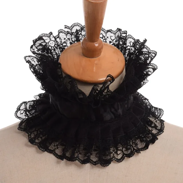 Cosplay Gem Gear Chain Ruffled Collar Vintage Elizabethan Victorian Lace Neck Ruff