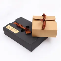 Новый DIY 5 шт коробка пять размеров лучшие продажи черный и крафт коробки с лентой, свадебный подарок для детского душа подарочные коробки