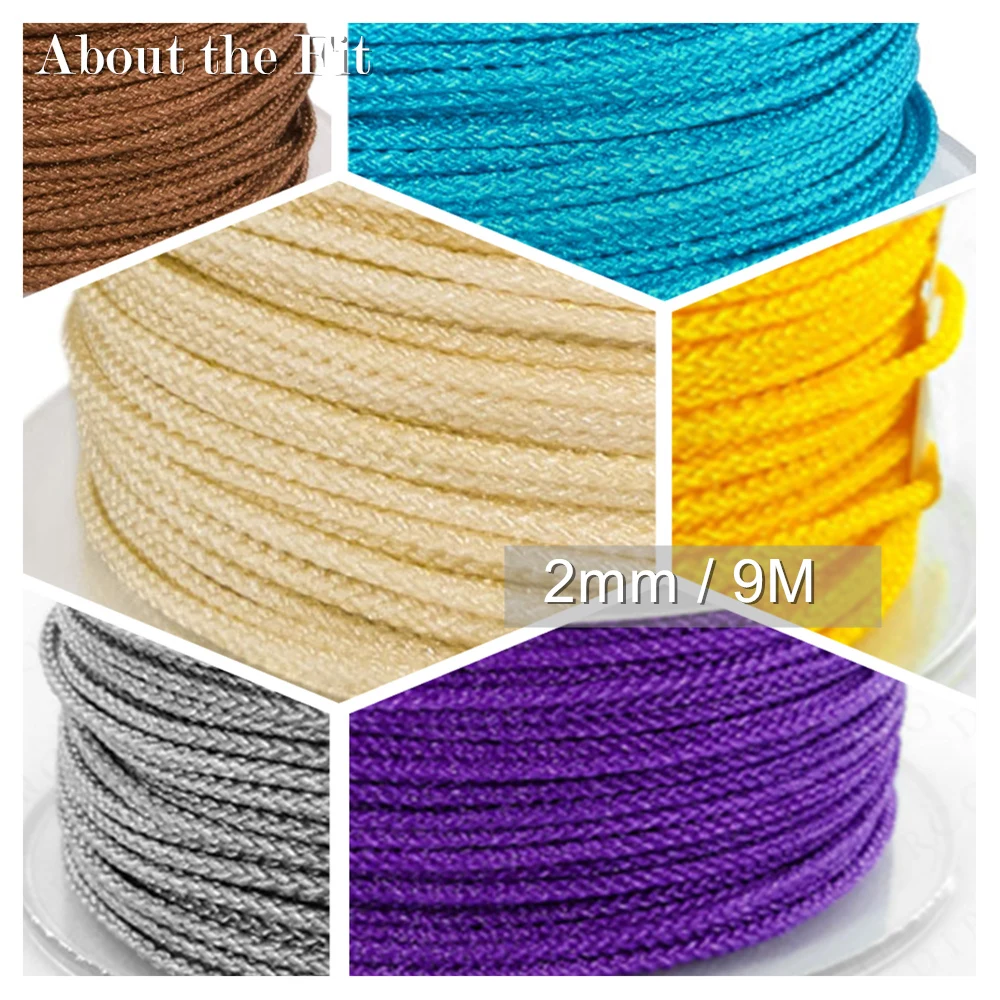 

Nylon Cords 2mm 8M/Roll Braided Thread DIY String Strap Ropes Beading Bracelet For Jewelry Making Tassels Macrame Rattail Lacing