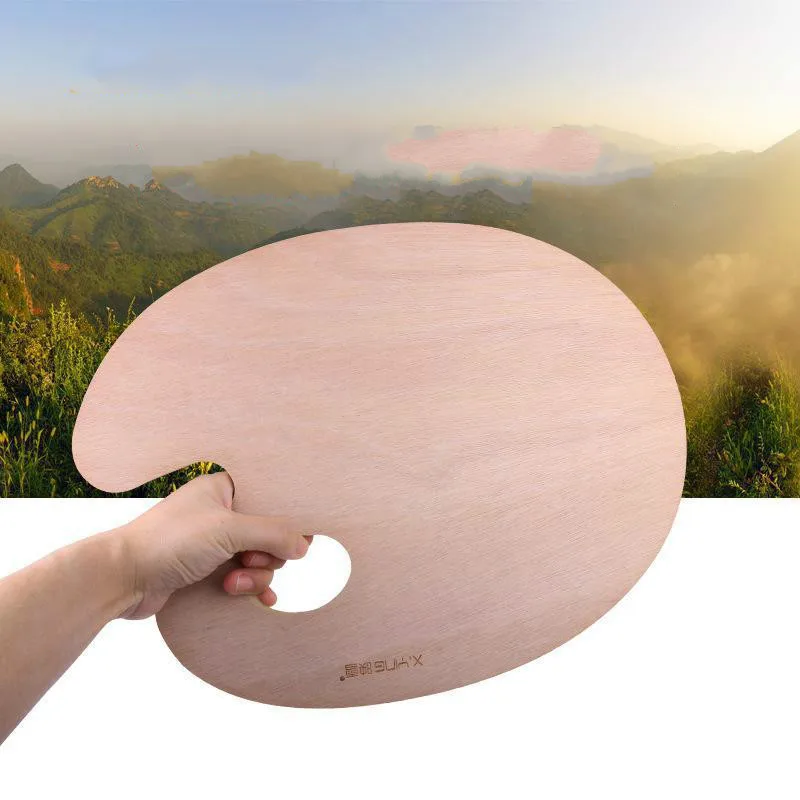 

1pcs Oil Acrylic Painting Palette Solid Wooden Walnut Color Professional Oil Paint Tray Artist Palette Paleta Art Supplies