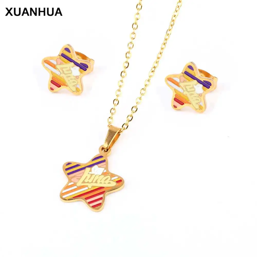 XUANHUA оптовая продажа стильные стальные Модные Ювелирные наборы с пятиконечной