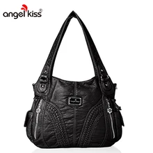 Angelkiss Для женщин Top handle Satchel Сумки Сумка Tote из стираной кожи Кошельки Сумка