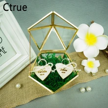 Романтическая, персонализированная, свадебная, стеклянная коробка для колец, на заказ, имя и дата, обручальное, стеклянное кольцо, подушка, свадебные украшения, органайзер, держатель