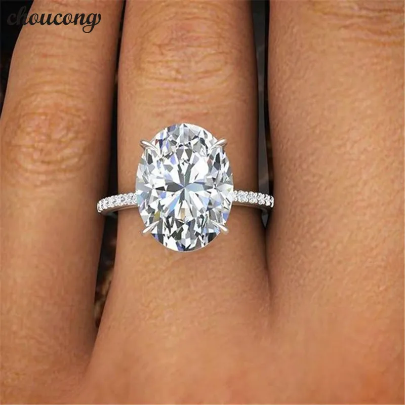 Choucong Anillo de plata de ley para mujer, sortija de compromiso, plata esterlina 925, corte ovalado, 3ct, AAAAA, Sona, joyería de boda| Anillos| - AliExpress