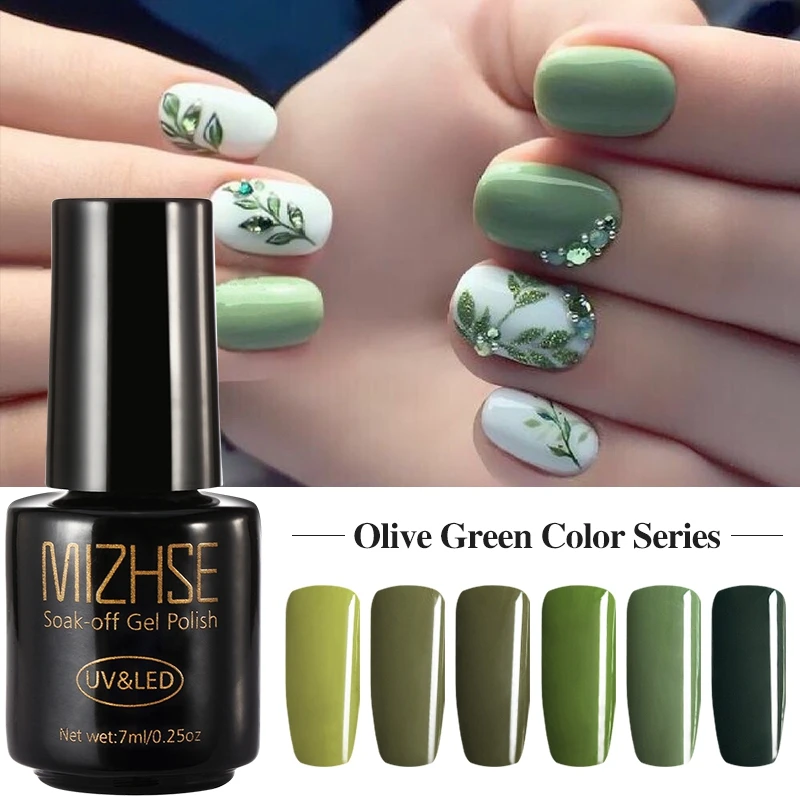 MIZHSE Gel Nail Polish Gellak UV Polish LED Gel Lacquer Nail Art Nail Permanent Olive Green MIZHSE Gel Nail Polish Gellak UV Polish LED Gel Lacquer Nail Art Nail Permanent Olive Green