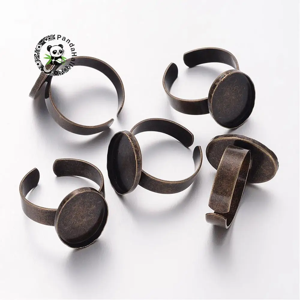 Pandahall 10 Pcs Adjustable Antique Bronze Tone Brass Finger Ring Bases...