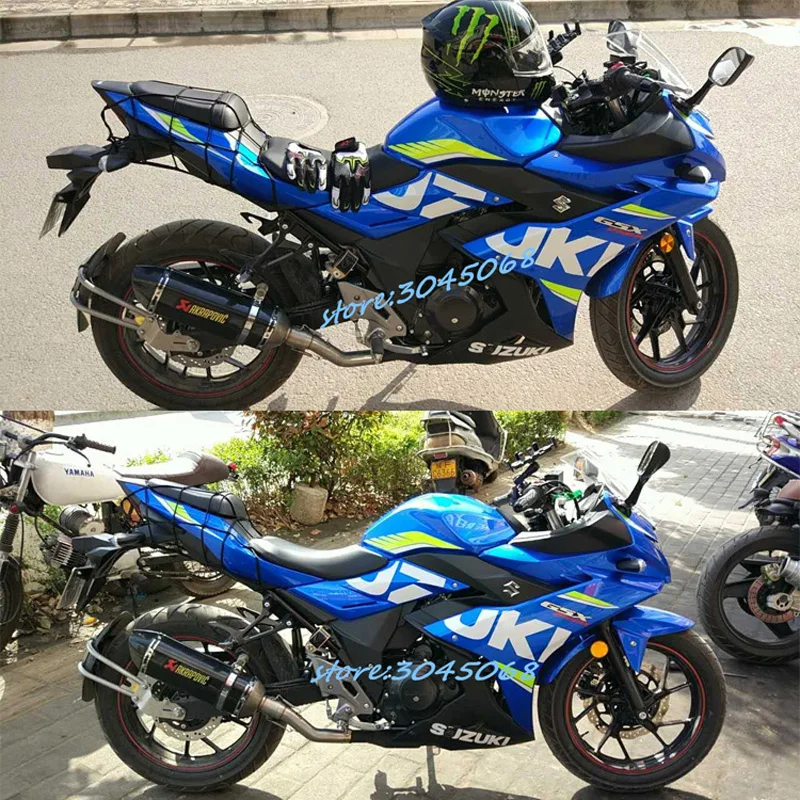 Motocicleta De Escape de Escape Resbalón Para Suzuki GSX250 GSX250R Modificado Mediados Enlace Akrapovi Tubo Silenciador Con Marcado Láser Etiqueta