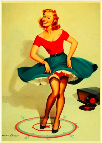 Винтажный WW II сексуальный Pin Up Girl Классический Холст Картина винтажная стена