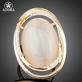 

AZORA Gold Color Egg Shaped Stellux Austrian Crystal Adjustable Size Ring TR0131